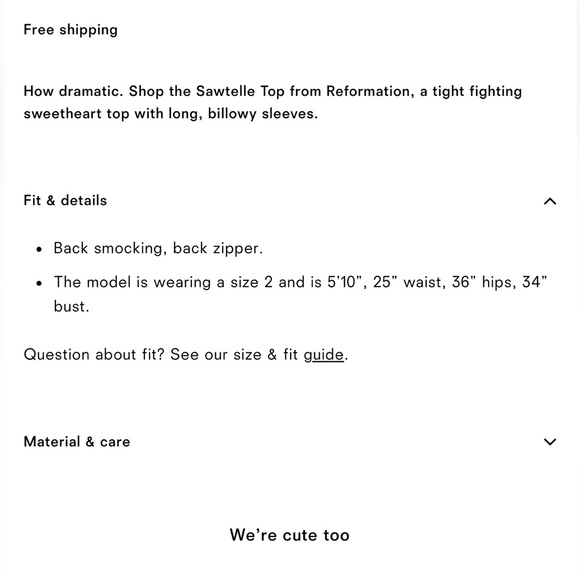 Reformation Sawtelle Top Au Lait - Size 2 NWOTs! - Picture 13 of 13